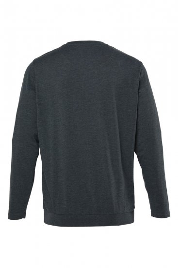 Men+ 313 T-Shirt Langarm Bauchfit Dunkelgrau meliert - Herren-T-shirts - Herren-T-Shirts in großen Größen