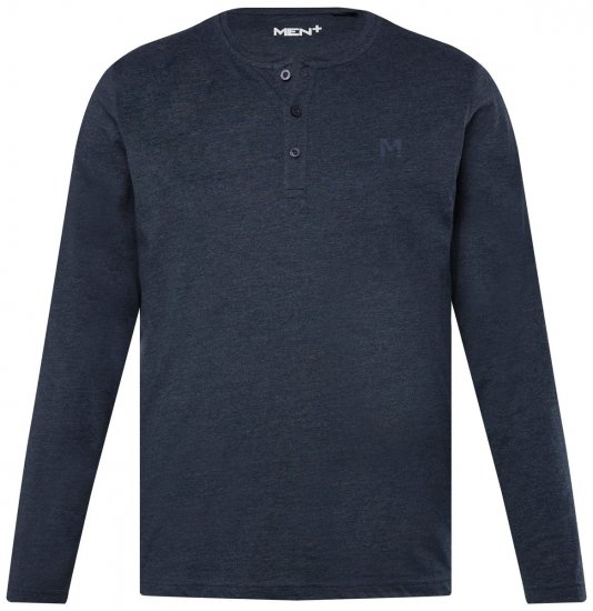 Men+ 383 Henleyshirt Langarm Dunkelblau - Herren-T-shirts - Herren-T-Shirts in großen Größen