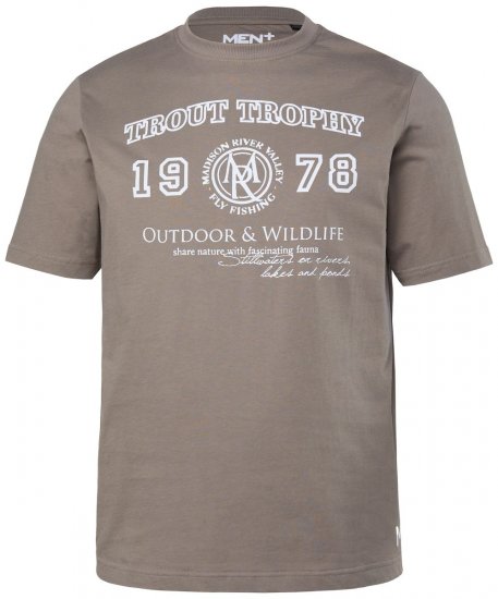 Men+ 424 T-Shirt Trout Trophy Graubraun - Herren-T-shirts - Herren-T-Shirts in großen Größen