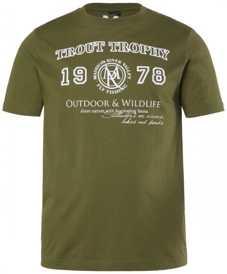 Men+ 424 T-Shirt Trout Trophy Dunkeloliv - Herren-T-shirts - Herren-T-Shirts in großen Größen
