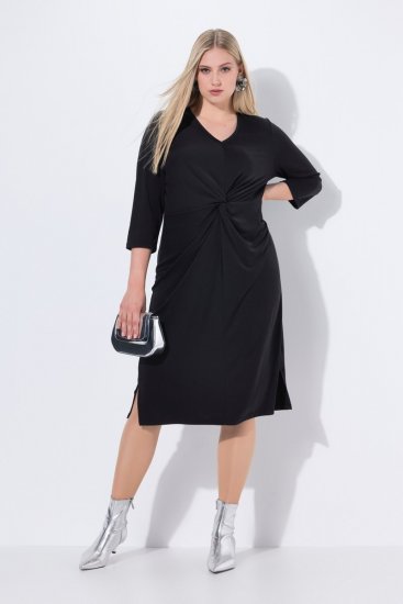 Ulla Popken 836514 Midikleid mit 3/4-Ärmeln Schwarz - Midikleider - Midikleider für Damen in großen Größen
