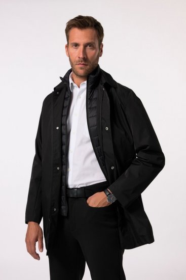 JP1880 Business Coat Zip-out Panel Black - Herren jacken - Herren Jacken in großen Größen