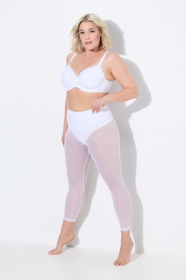 Ulla Popken 836800 Gepunktete Strumpfleggings Weiß - Strumpfhosen & Socken - 