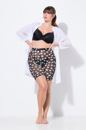 Ulla Popken 836803 Geblümte Anti-Scheuer-Radler Schwarz - Anti-Scheuer-Radler - 