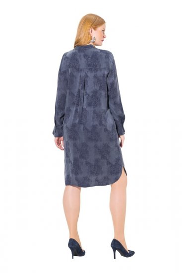 Ulla Popken 837069 Geblümtes Kleid Dunkelblau - Midikleider - Midikleider für Damen in großen Größen