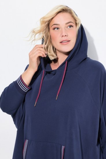 Ulla Popken 837190 Lounge-Poncho mit Kapuze Dunkellila - Pyjama/Loungewear - 