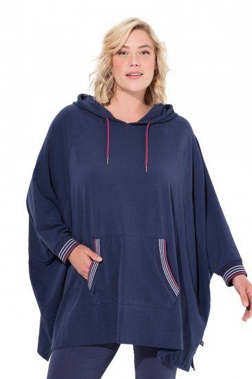 Ulla Popken 837190 Lounge-Poncho mit Kapuze Dunkellila - Pyjama/Loungewear - 