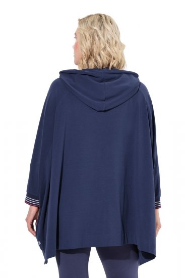 Ulla Popken 837190 Lounge-Poncho mit Kapuze Dunkellila - Pyjama/Loungewear - 