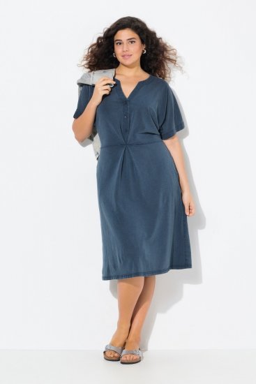 Ulla Popken 837403 Kurzärmliges Jerseykleid Dunkelblau - Jerseykleider - 