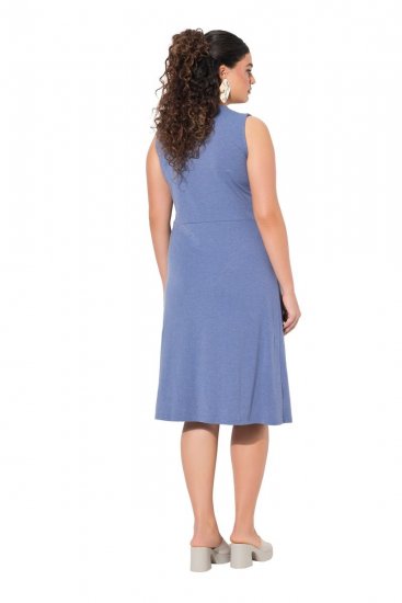 Ulla Popken 837874 Ärmelloses Jerseykleid Blau - Jerseykleider - 
