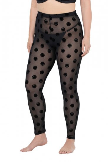 Ulla Popken 837949 Gemusterte Strumpfleggings Schwarz - Strumpfhosen & Socken - 