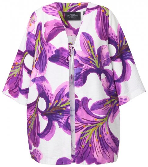 Ulla Popken 838105 Offene Jacke zum Binden Violett - Strickjacken - Damen-Cardigans in großen Größen