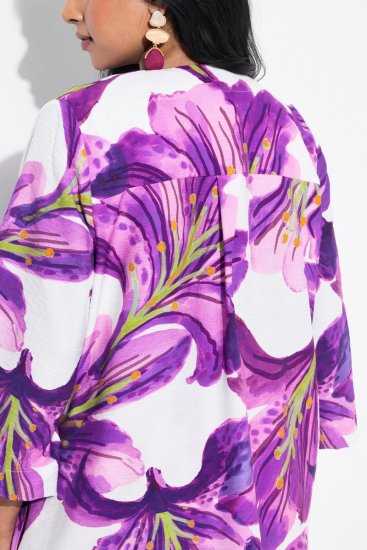 Ulla Popken 838105 Offene Jacke zum Binden Violett - Strickjacken - Damen-Cardigans in großen Größen