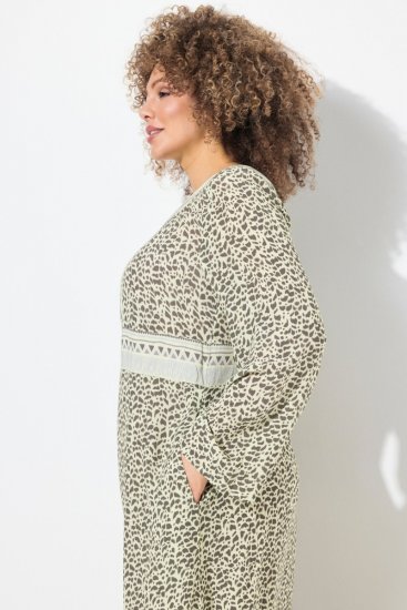 Ulla Popken 838120 Gemustertes Kleid mit V-Ausschnitt Hellgrün - Minikleider - Minikleider in großen Größen