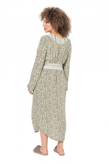 Ulla Popken 838120 Gemustertes Kleid mit V-Ausschnitt Hellgrün - Minikleider - Minikleider in großen Größen