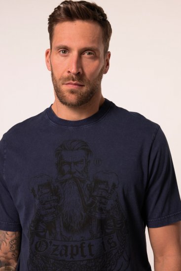 JP1880 O’zapft is! Design Vintage Look T-Shirt Navy Blue - Herren-T-shirts - Herren-T-Shirts in großen Größen