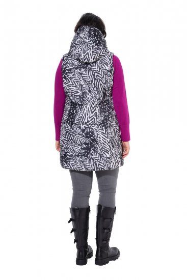 Ulla Popken 838435 Lange Steppweste mit Druck Schwarz - Westen - 