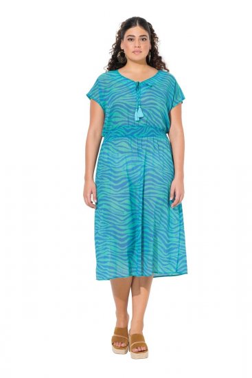 Ulla Popken 838483 Kleid mit Animal-Print Türkis - Sommerkleider - Sommerkleider in großen Größen