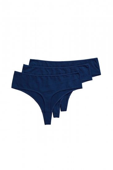 Ulla Popken 838637 Strings 3er-Pack Dunkelblau - Slips - 