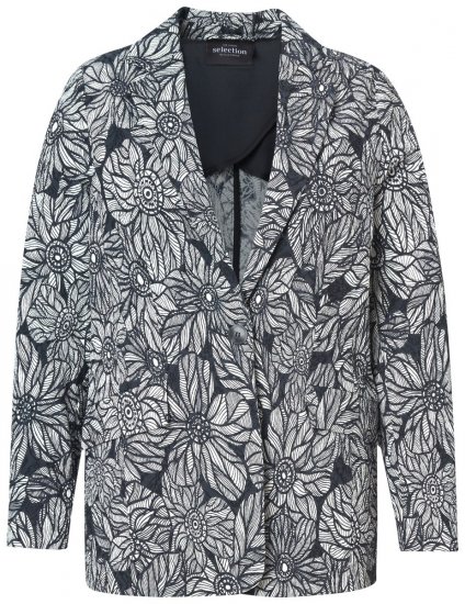 Ulla Popken 838656 Geblümter Blazer Weiß - Blazer - Blazer in großen Größen für Damen