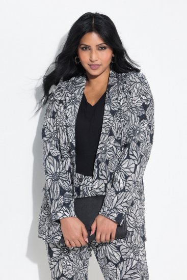 Ulla Popken 838656 Geblümter Blazer Weiß - Blazer - Blazer in großen Größen für Damen