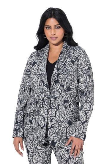 Ulla Popken 838656 Geblümter Blazer Weiß - Blazer - Blazer in großen Größen für Damen