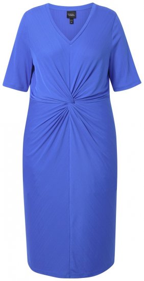 Ulla Popken 838765 Kurzärmliges Jerseykleid mit V-Ausschnitt Graublau - Midikleider - Midikleider für Damen in großen Größen