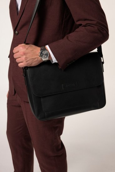 JP1880 838833 Messenger Bag aus Leder Schwarz - Taschen - 