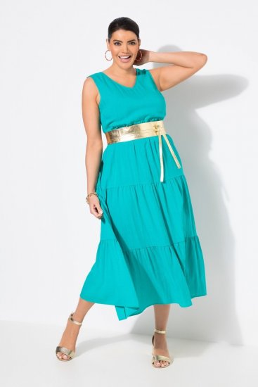 Ulla Popken 839135 Ärmelloses Maxikleid Türkis - Maxikleider - Maxikleider in großen Größen