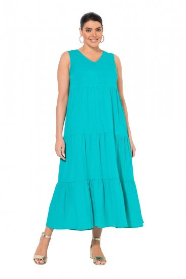 Ulla Popken 839135 Ärmelloses Maxikleid Türkis - Maxikleider - Maxikleider in großen Größen