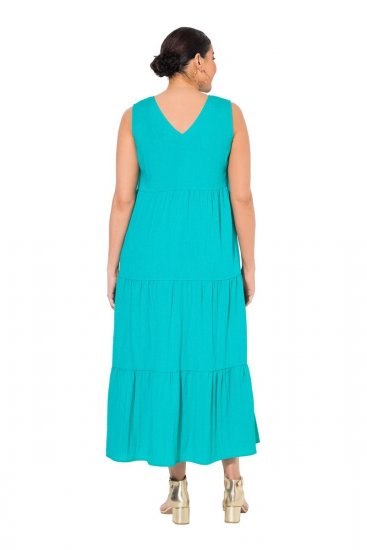 Ulla Popken 839135 Ärmelloses Maxikleid Türkis - Maxikleider - Maxikleider in großen Größen