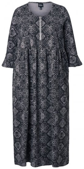 Ulla Popken 839518 Kleid mit Animal-Print und 3/4-Ärmeln Anthrazit - Maxikleider - Maxikleider in großen Größen
