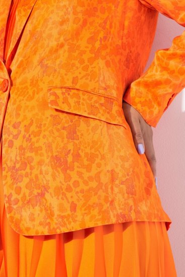 Ulla Popken 839607 Bedruckter Satinblazer Hellorange - Blazer - Blazer in großen Größen für Damen