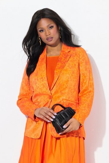 Ulla Popken 839607 Bedruckter Satinblazer Hellorange - Blazer - Blazer in großen Größen für Damen