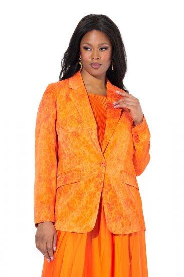 Ulla Popken 839607 Bedruckter Satinblazer Hellorange - Blazer - Blazer in großen Größen für Damen