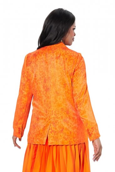 Ulla Popken 839607 Bedruckter Satinblazer Hellorange - Blazer - Blazer in großen Größen für Damen
