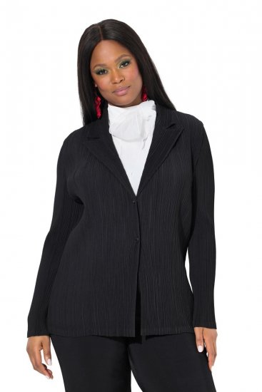 Ulla Popken 839843 Plissierter Blazer Schwarz - Blazer - Blazer in großen Größen für Damen
