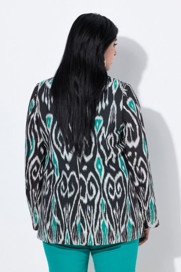Ulla Popken 839961 Gemusterter Blazer aus Leinenmix Schwarz - Blazer - Blazer in großen Größen für Damen