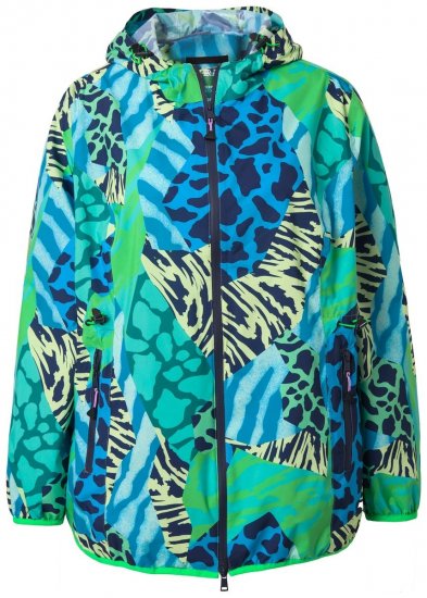 Ulla Popken 840024 Regenjacke mit Animal-Print Mintgrün - Regenkleidung - 