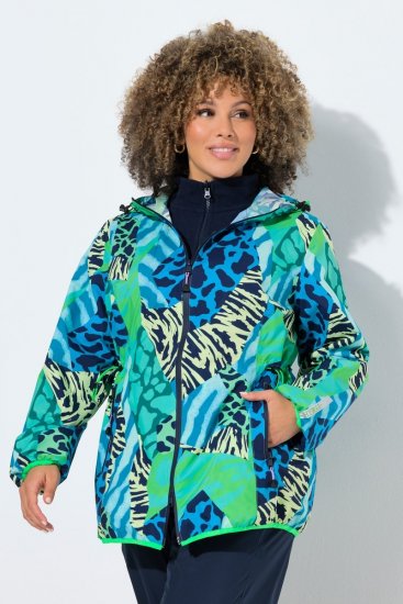 Ulla Popken 840024 Regenjacke mit Animal-Print Mintgrün - Regenkleidung - 