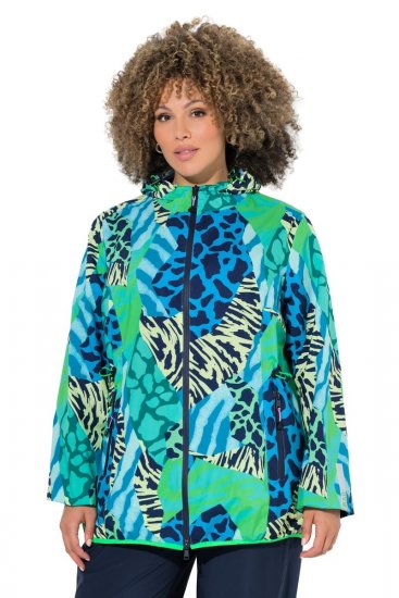 Ulla Popken 840024 Regenjacke mit Animal-Print Mintgrün - Regenkleidung - 
