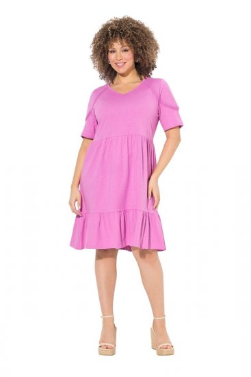 Ulla Popken 840115 Kurzärmliges Jerseykleid Rosa - Jerseykleider - 