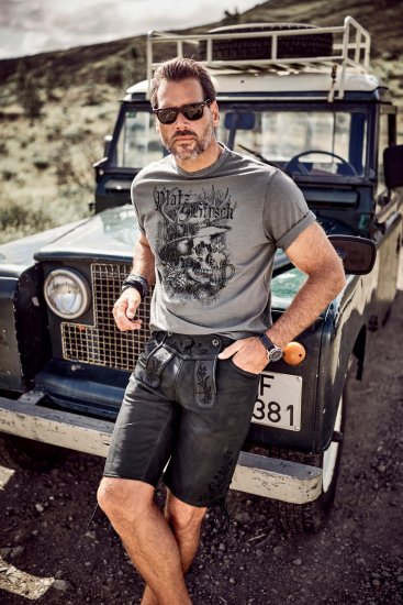 JP1880 Beer King Design Vintage Looking T-Shirt Gray - Herren-T-shirts - Herren-T-Shirts in großen Größen