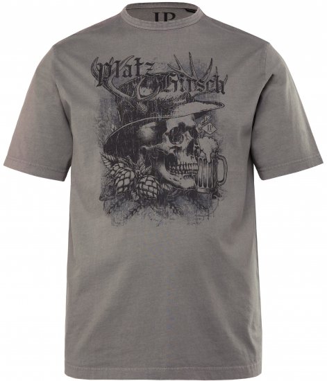 JP1880 Beer King Design Vintage Looking T-Shirt Gray - Herren-T-Shirts in großen Größen - Herren-T-Shirts in großen Größen