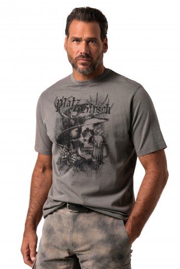 JP1880 Beer King Design Vintage Looking T-Shirt Gray - Herren-T-shirts - Herren-T-Shirts in großen Größen