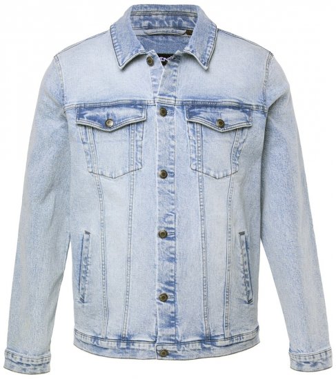 Men+ 394 Jeansjacke mit Brusttaschen Hellblau - Herren jacken - Herren Jacken in großen Größen
