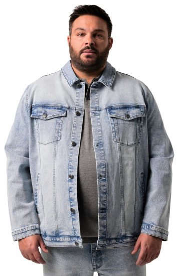 Men+ 394 Jeansjacke mit Brusttaschen Hellblau - Herren jacken - Herren Jacken in großen Größen