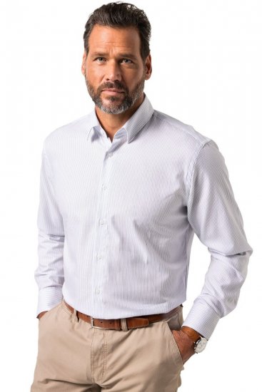JP1880 Business Shirt Long Sleeve Striped Snow White - Herrenhemden - Herrenhemden in großen Größen