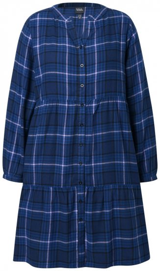 Ulla Popken 840929 Kariertes Kleid Dunkelblau - Midikleider - Midikleider für Damen in großen Größen