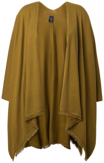 Ulla Popken 841117 Oversize-Strickponcho mit Strasssteinen Oliv - Ponchos & Capes - 